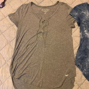 Gray Hollister Tie Short Sleeved Top